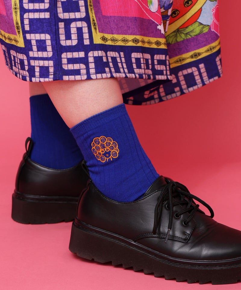 スカラー刺繍リブソックス-4