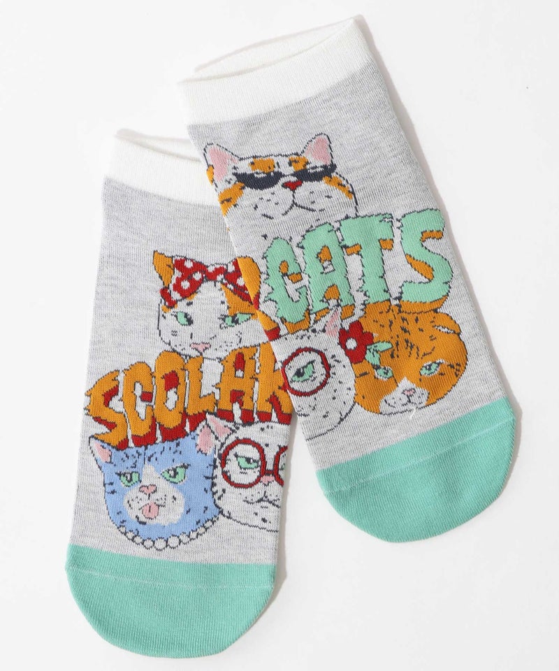 スカラーキャッツ柄ソックス-4