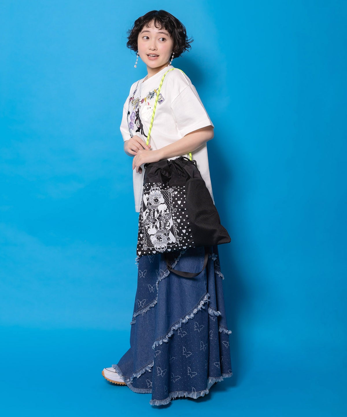 ハートの女王スカラーちゃん柄配色バッグ-2