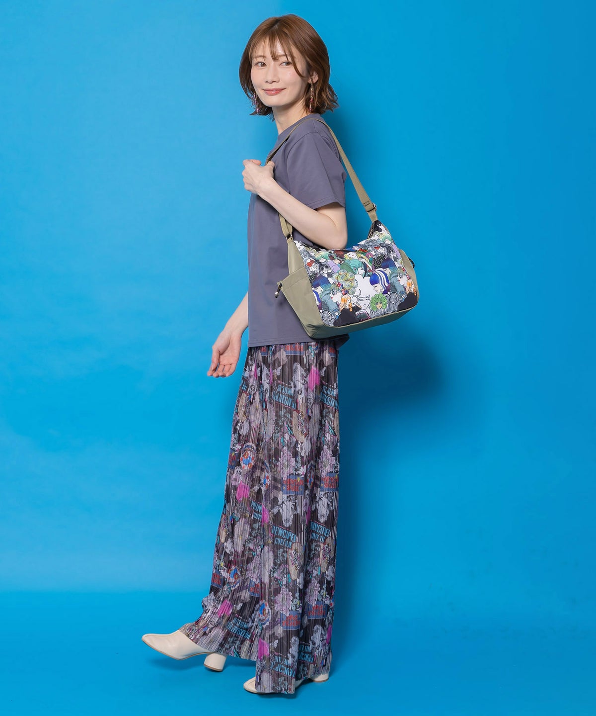 スカラーと女の子がいっぱい柄ショルダーバッグ-2