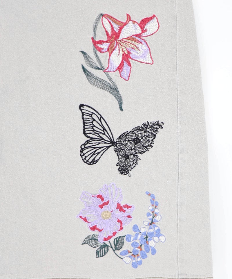 花蝶刺繍デニムロングスカート-14