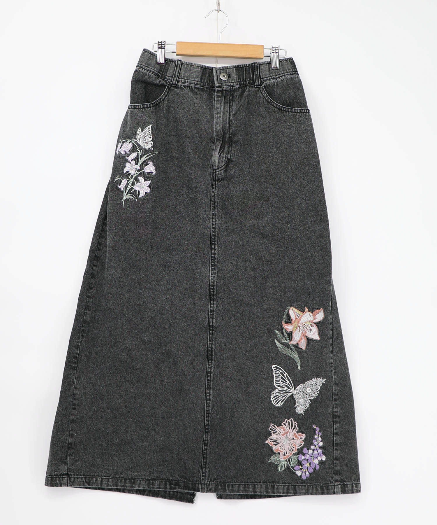 561239：花蝶刺繍デニムロングスカートの通販-ScoLar