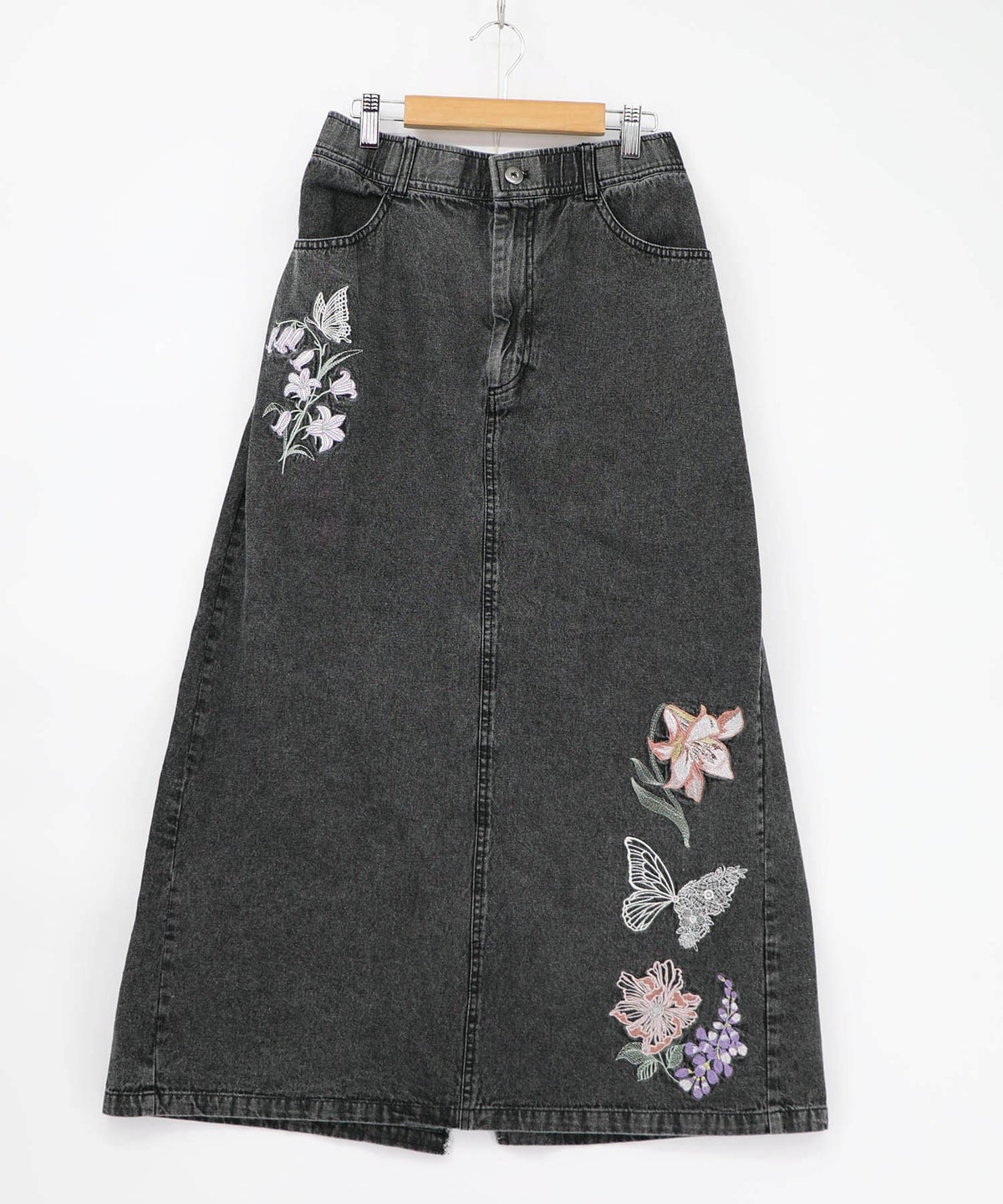 花蝶刺繍デニムロングスカート-15