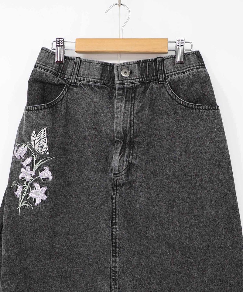 花蝶刺繍デニムロングスカート-18