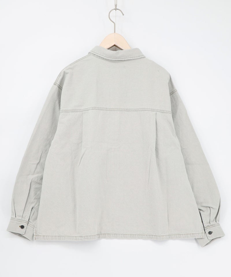 花蝶刺繍すそフリンジ入りデニムシャツ-12