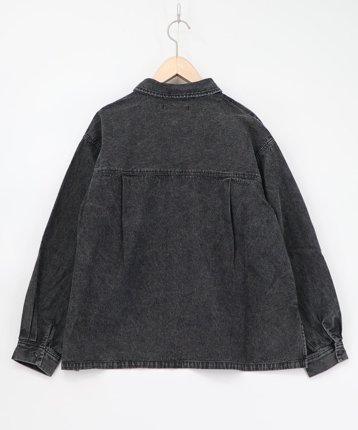 花蝶刺繍すそフリンジ入りデニムシャツ-15