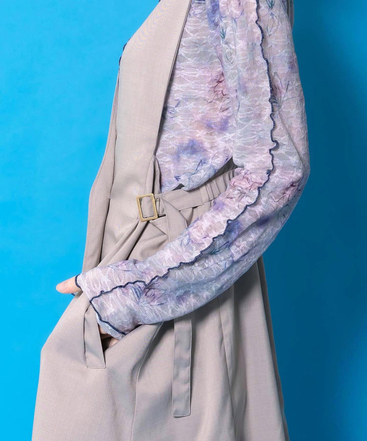 花蝶刺繍トレンチ風ジャンパースカート-8