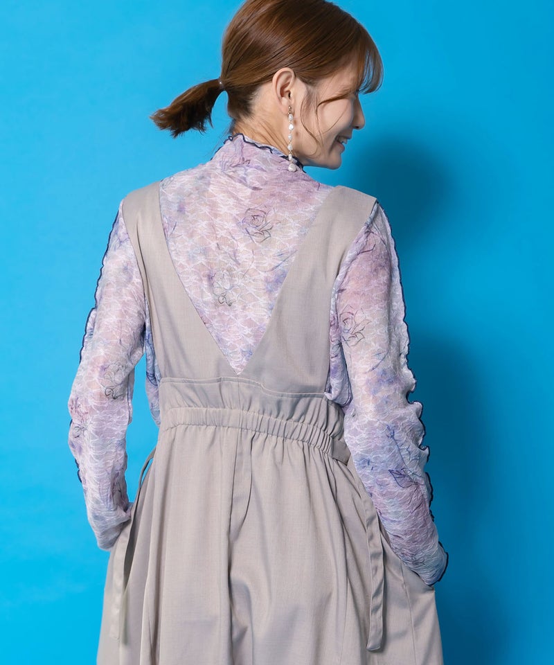 花蝶刺繍トレンチ風ジャンパースカート-9