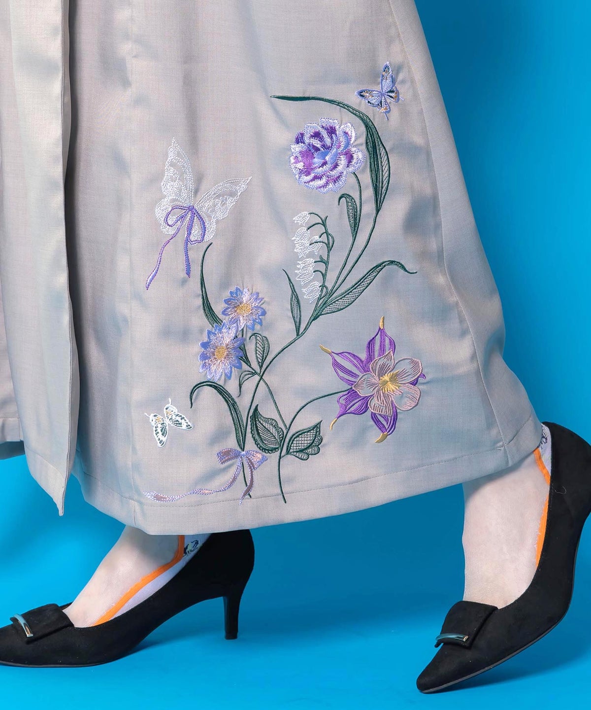 花蝶刺繍トレンチ風ジャンパースカート-10