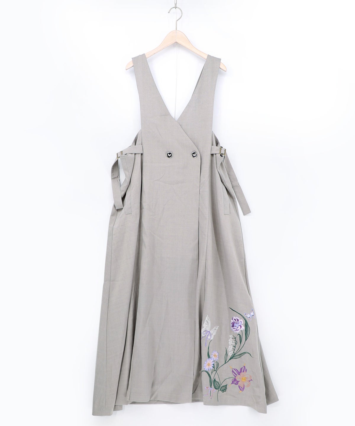 花蝶刺繍トレンチ風ジャンパースカート-12