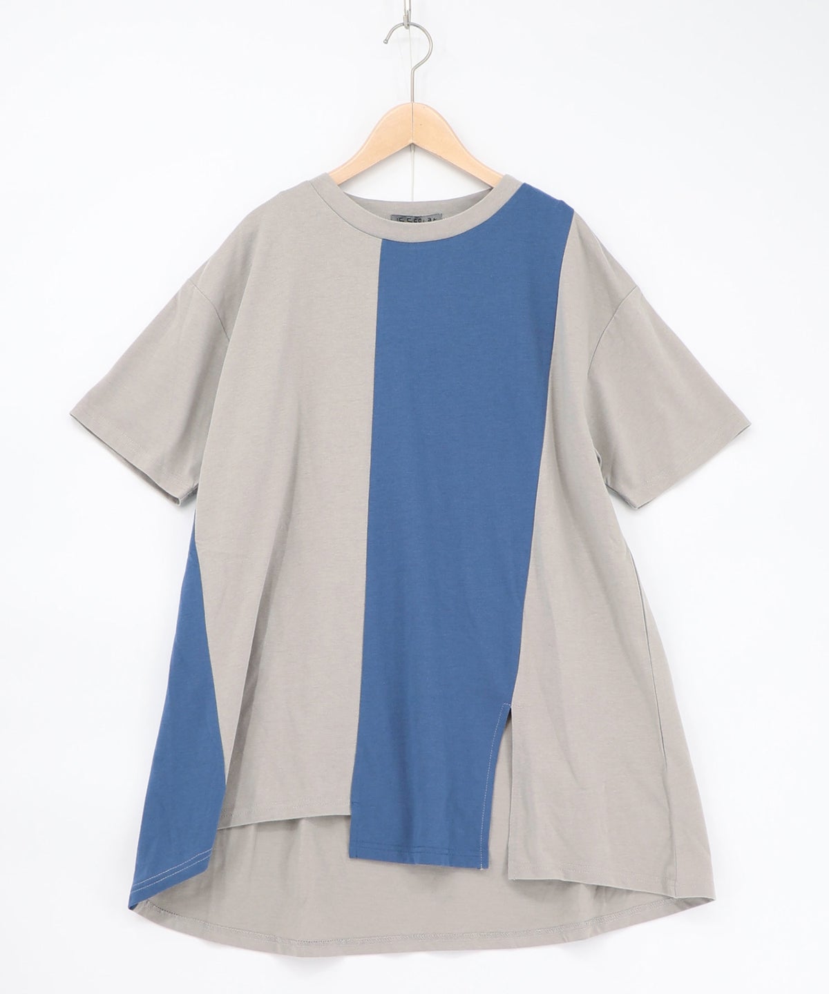 背面刺繍配色チュニック×マーブル柄ワンピセット-13