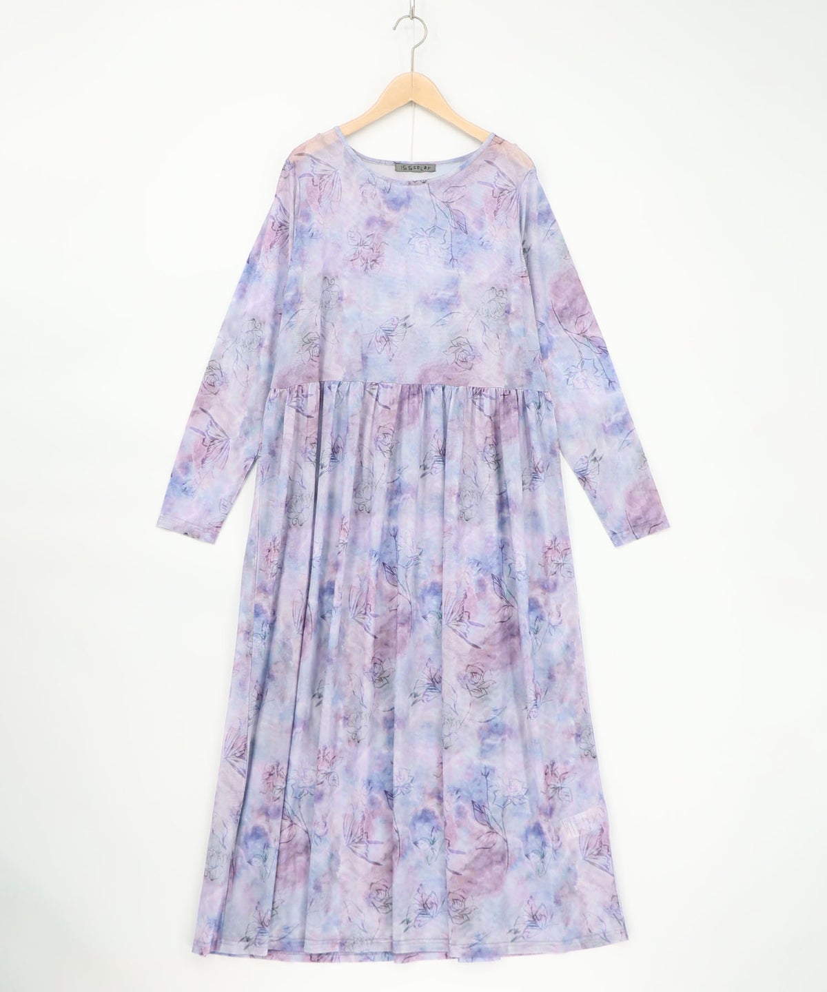 背面刺繍配色チュニック×マーブル柄ワンピセット-14