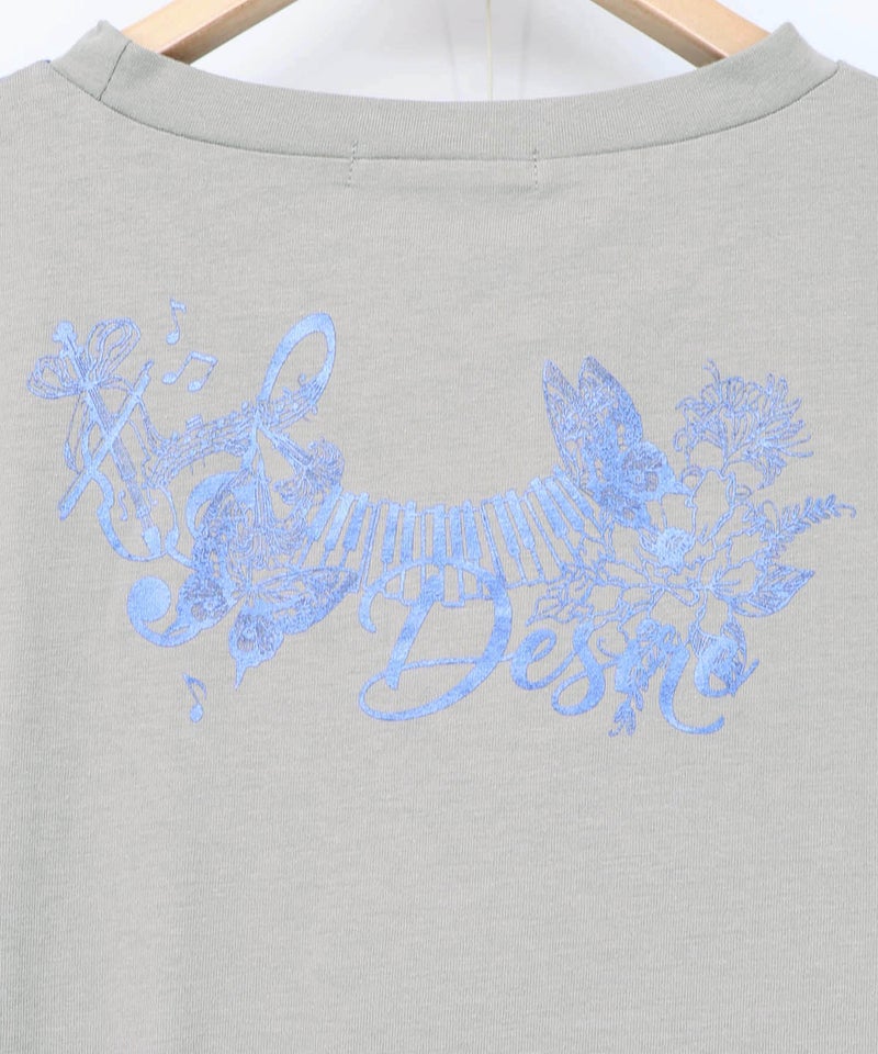 背面刺繍配色チュニック×マーブル柄ワンピセット-15