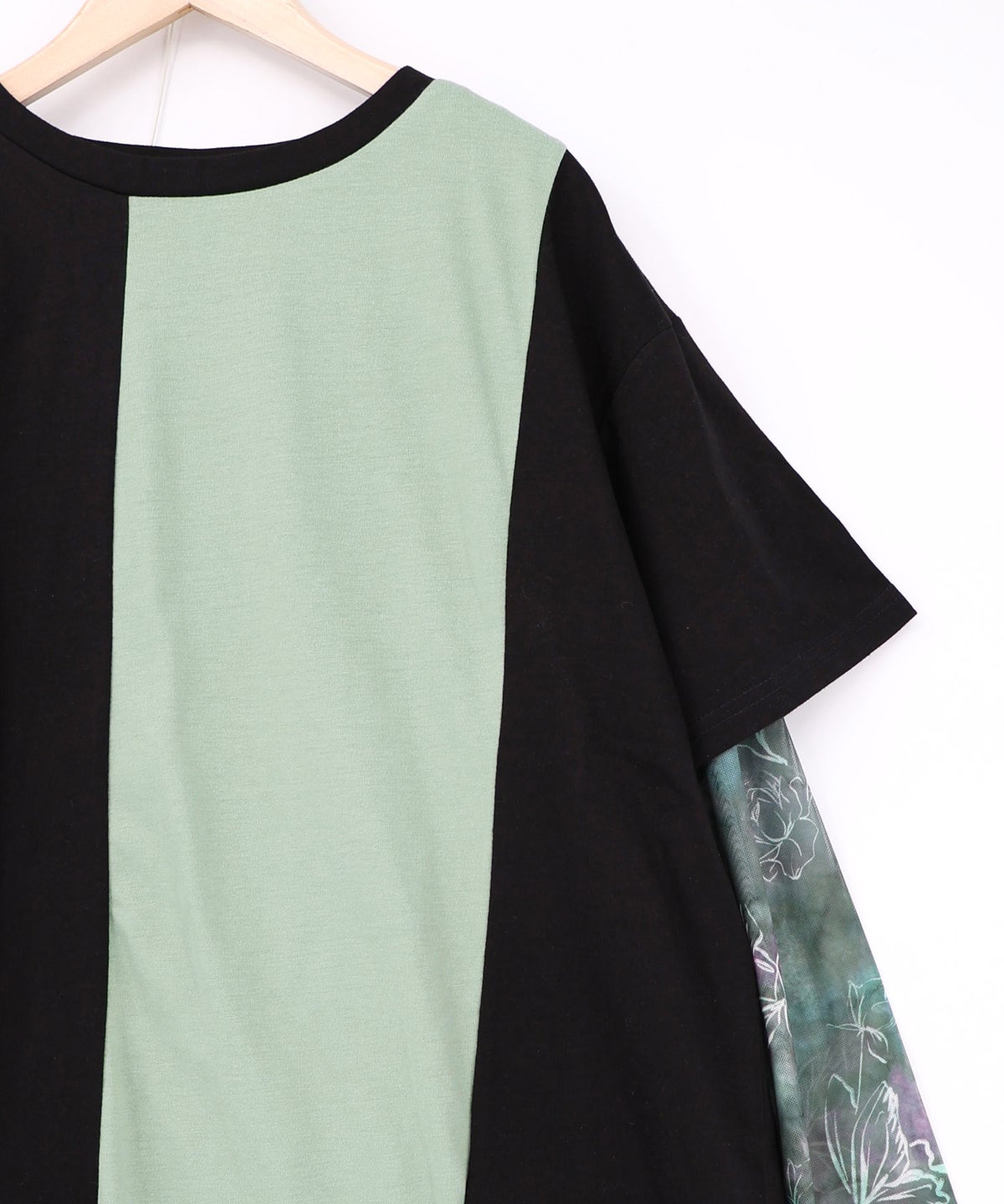 背面刺繍配色チュニック×マーブル柄ワンピセット-22