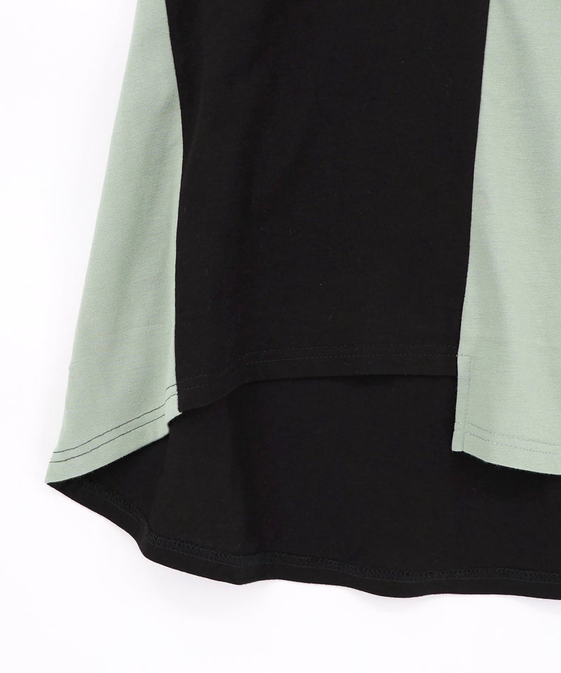 背面刺繍配色チュニック×マーブル柄ワンピセット-23