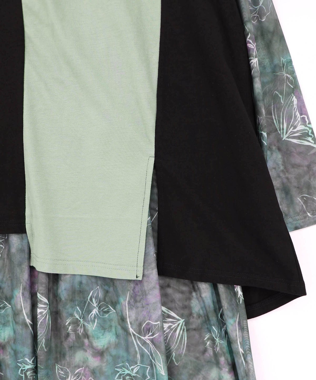 背面刺繍配色チュニック×マーブル柄ワンピセット-24