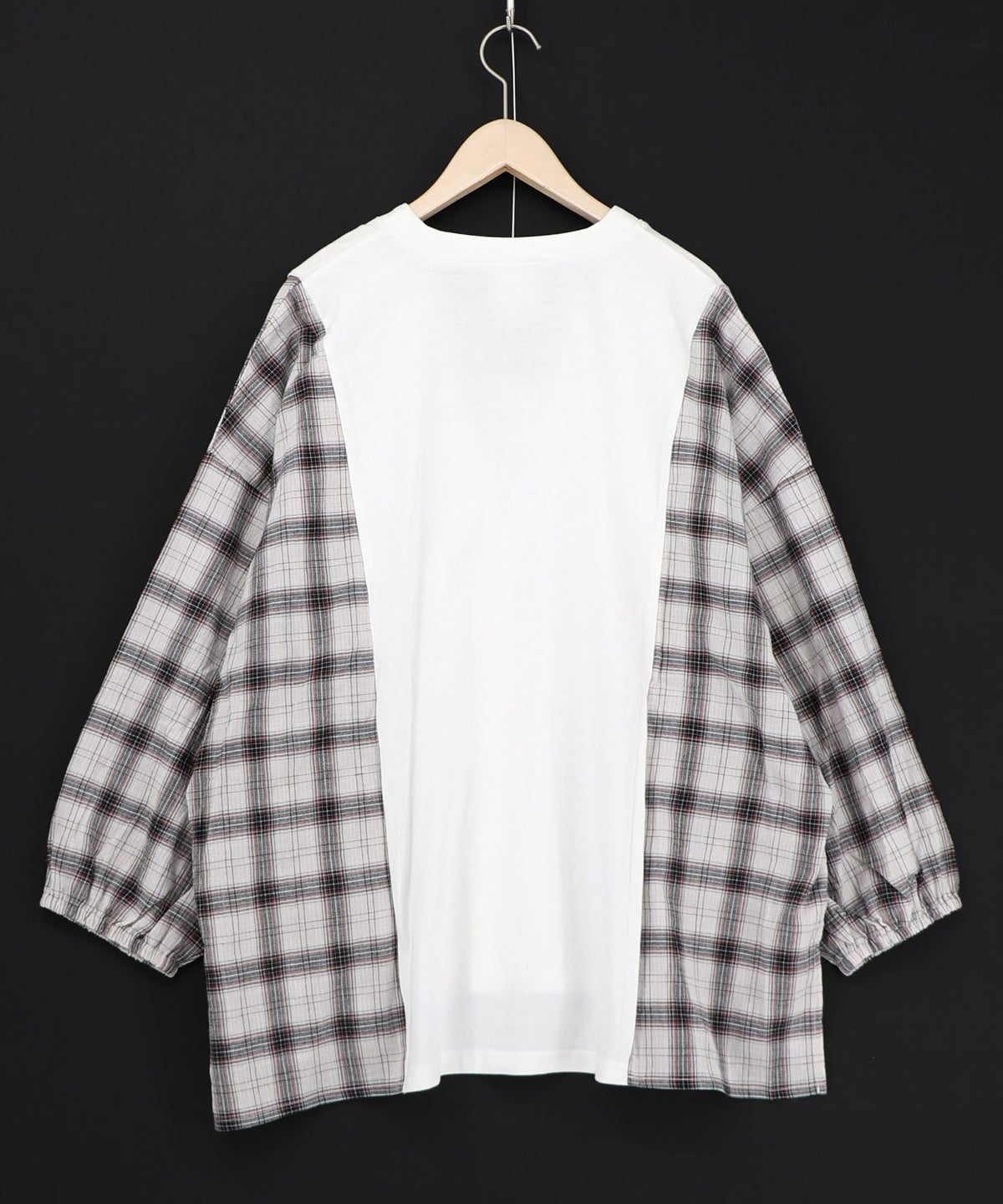 レトロ柄チェック切替カーディガン-12