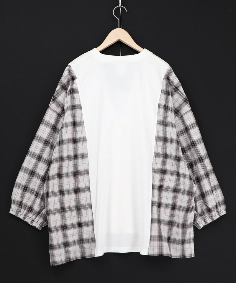 レトロ柄チェック切替カーディガン-12