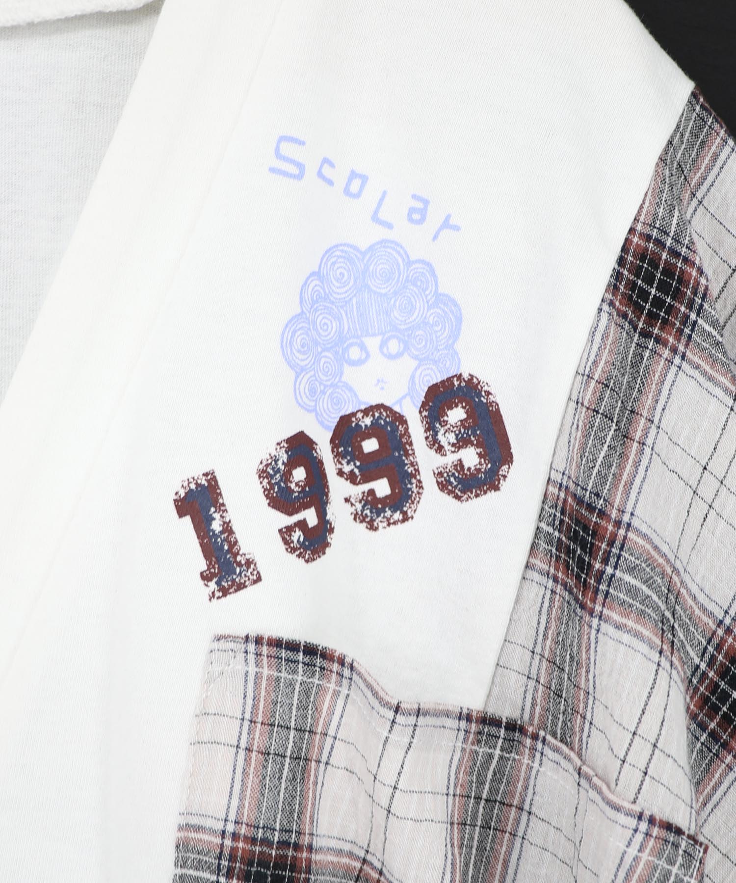 161671：レトロ柄チェック切替カーディガンの通販-ScoLar