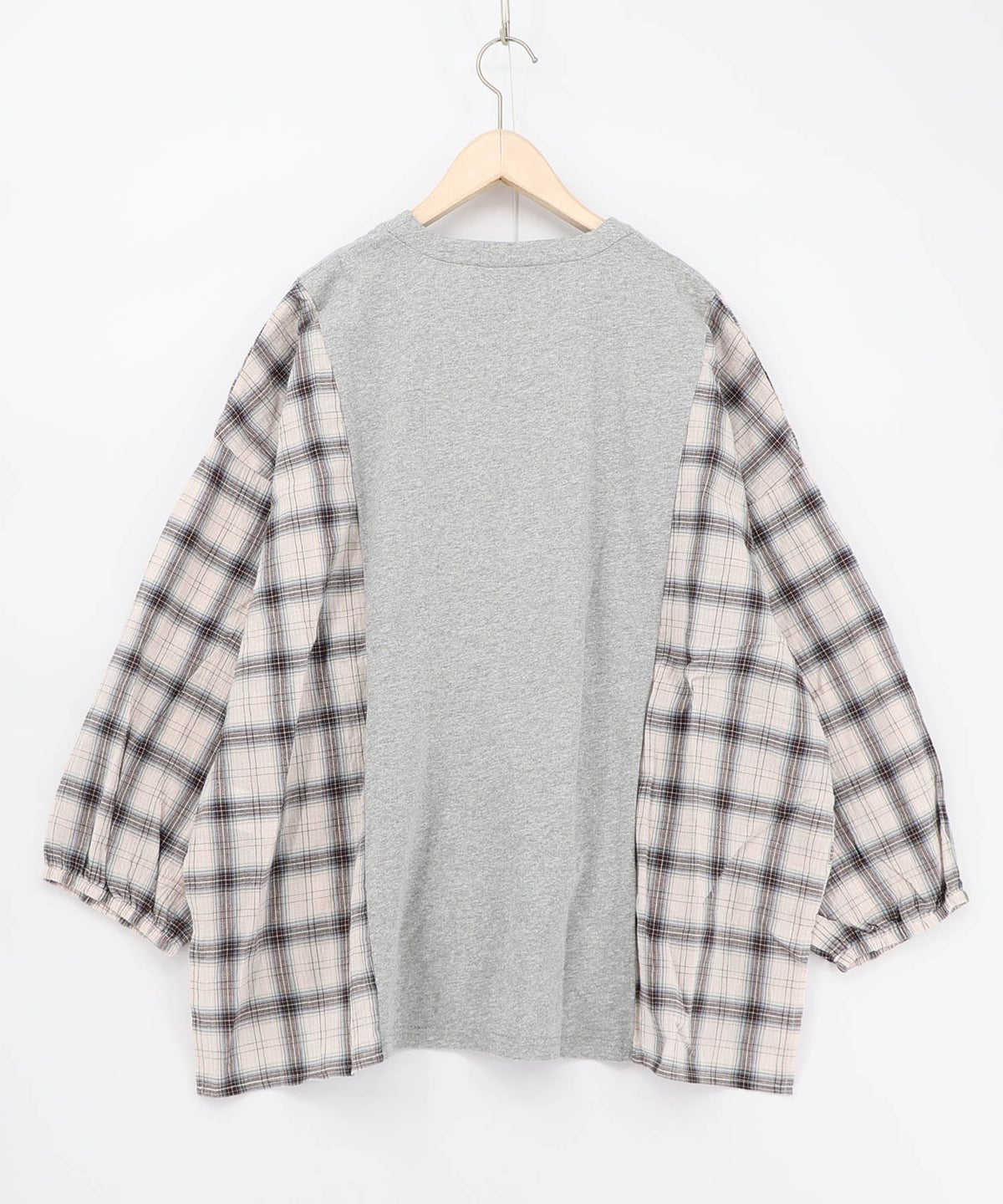 レトロ柄チェック切替カーディガン-15