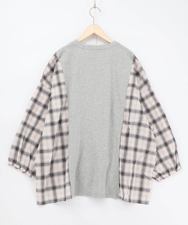 レトロ柄チェック切替カーディガン-15