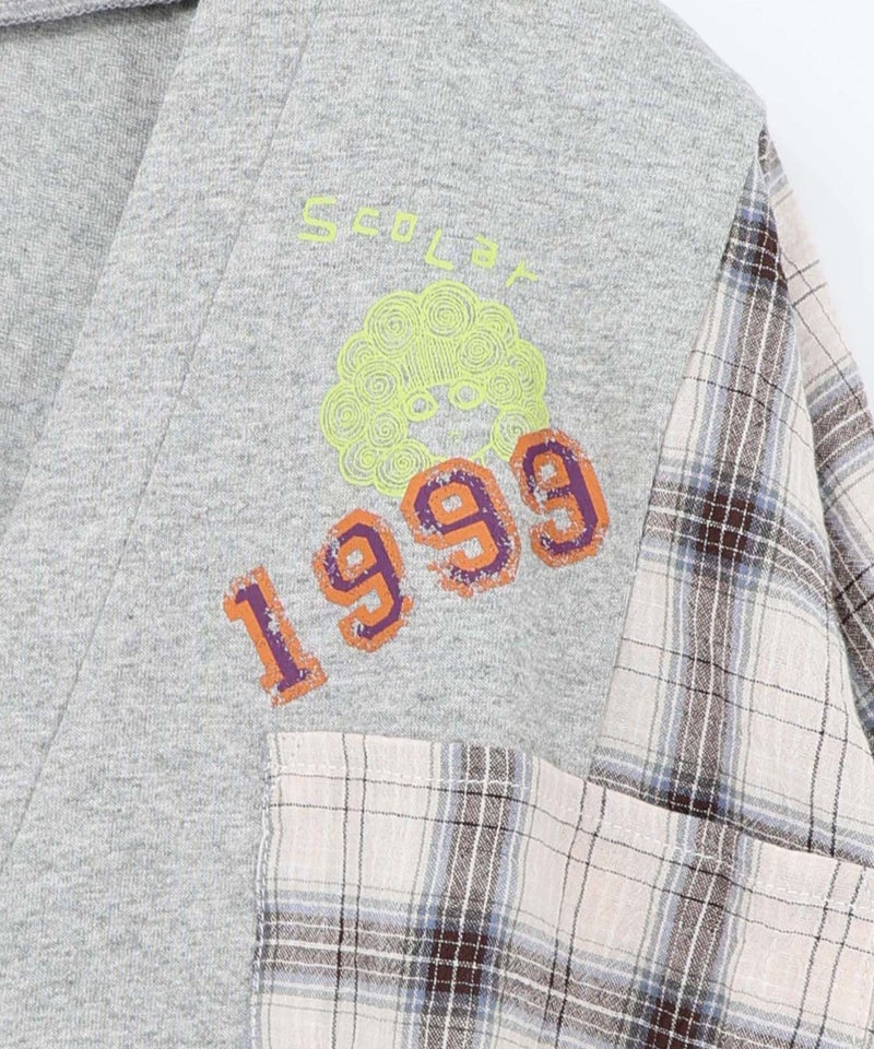 レトロ柄チェック切替カーディガン-16