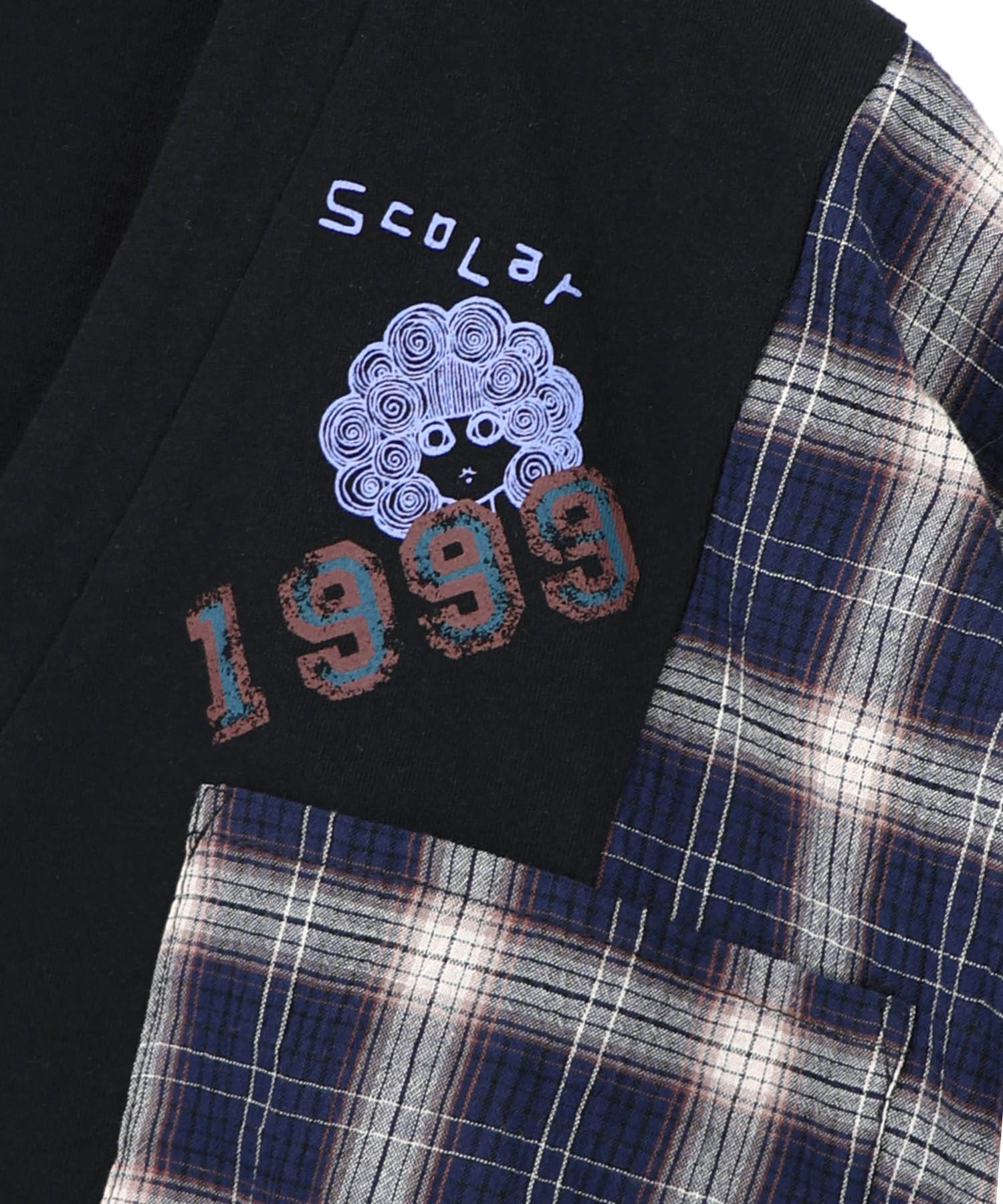 161671：レトロ柄チェック切替カーディガンの通販-ScoLar