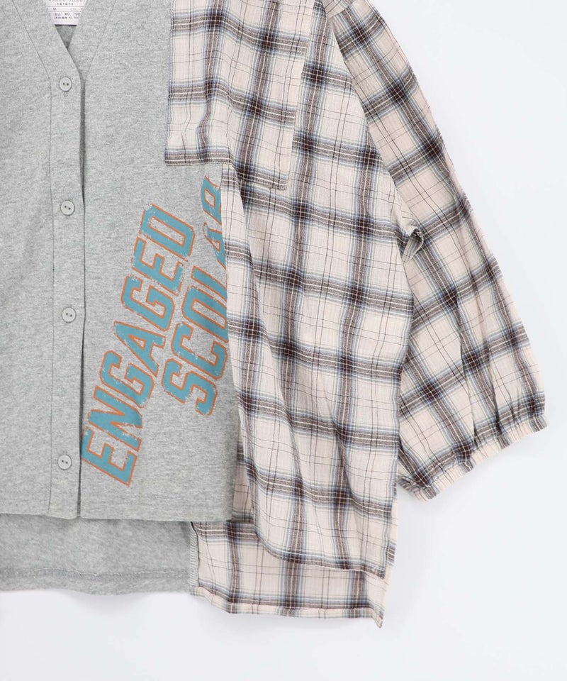 レトロ柄チェック切替カーディガン-23