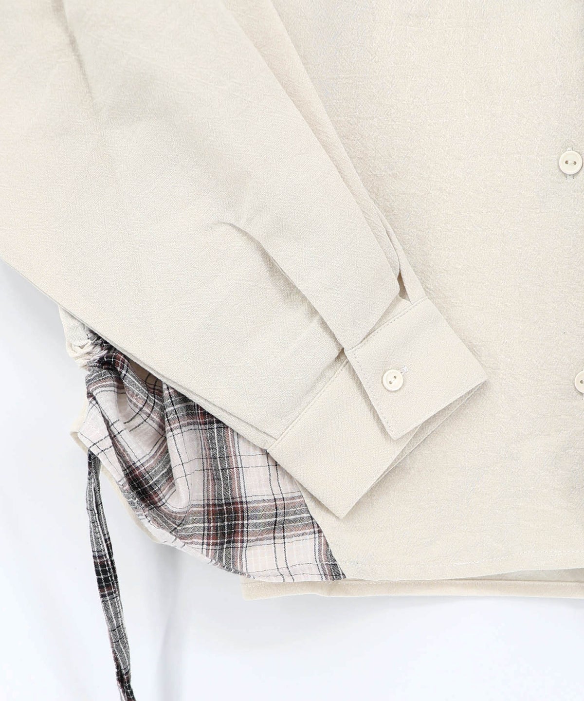 リボンウサギ刺繍チェック切替シャツ-21