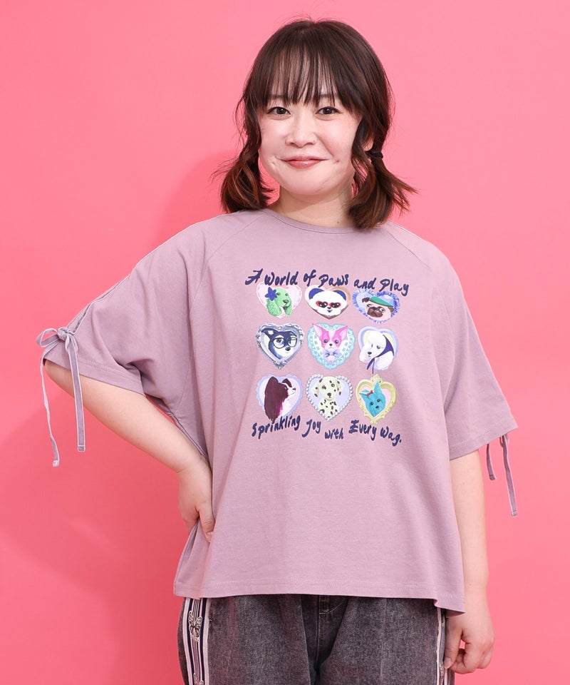 額縁わんちゃんベロアテープ付きTシャツ-1
