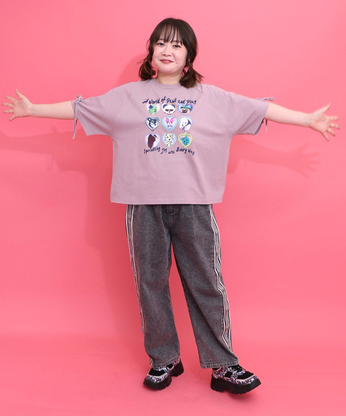 額縁わんちゃんベロアテープ付きTシャツ-2