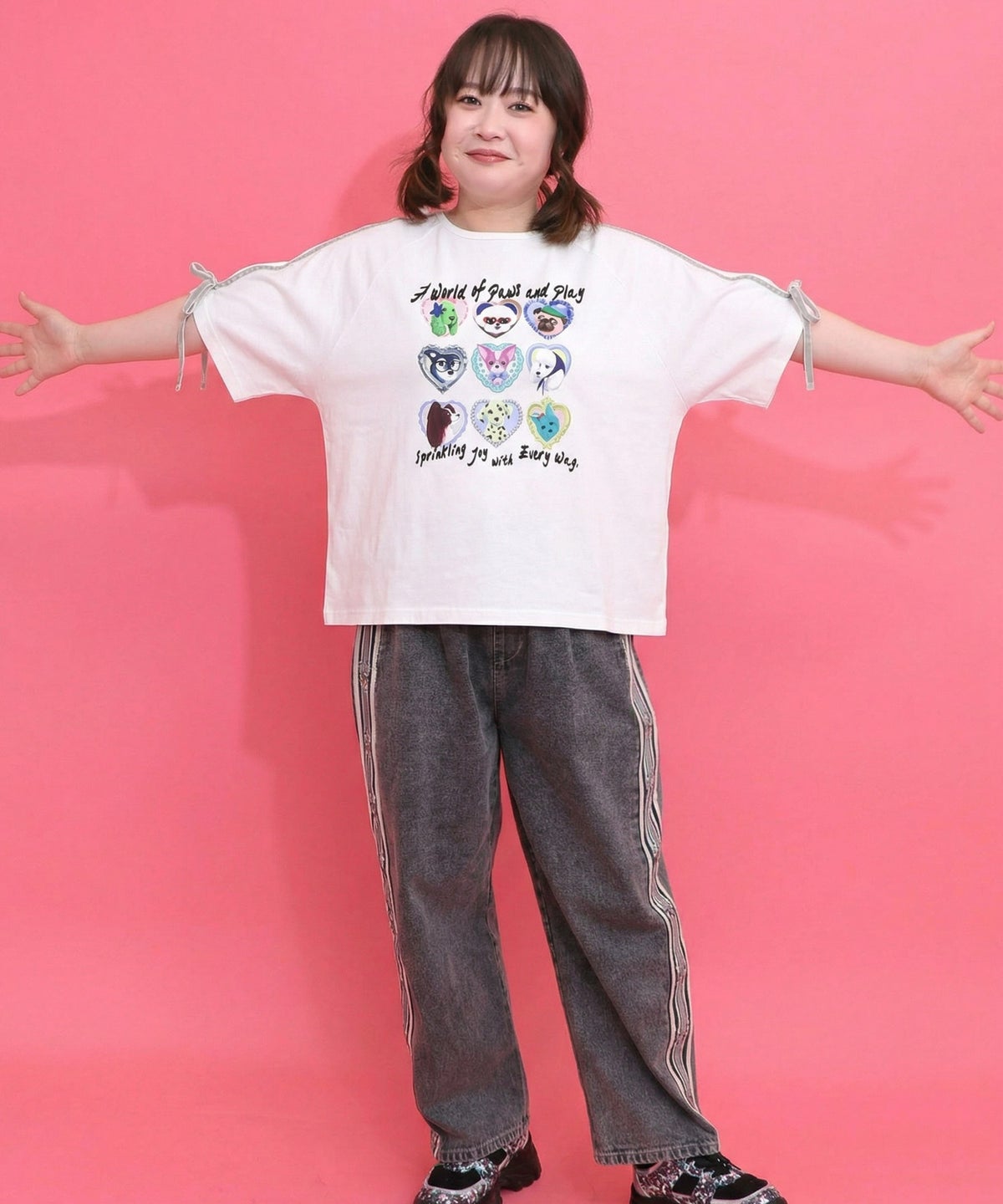 額縁わんちゃんベロアテープ付きTシャツ-2