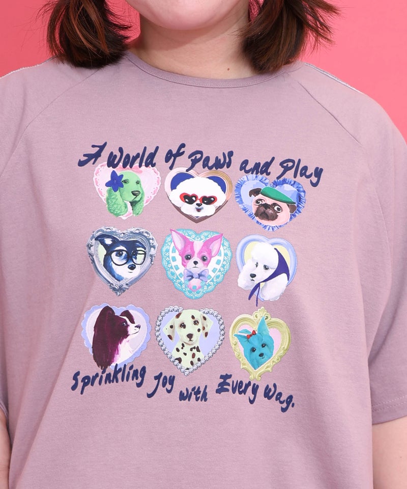 額縁わんちゃんベロアテープ付きTシャツ-6