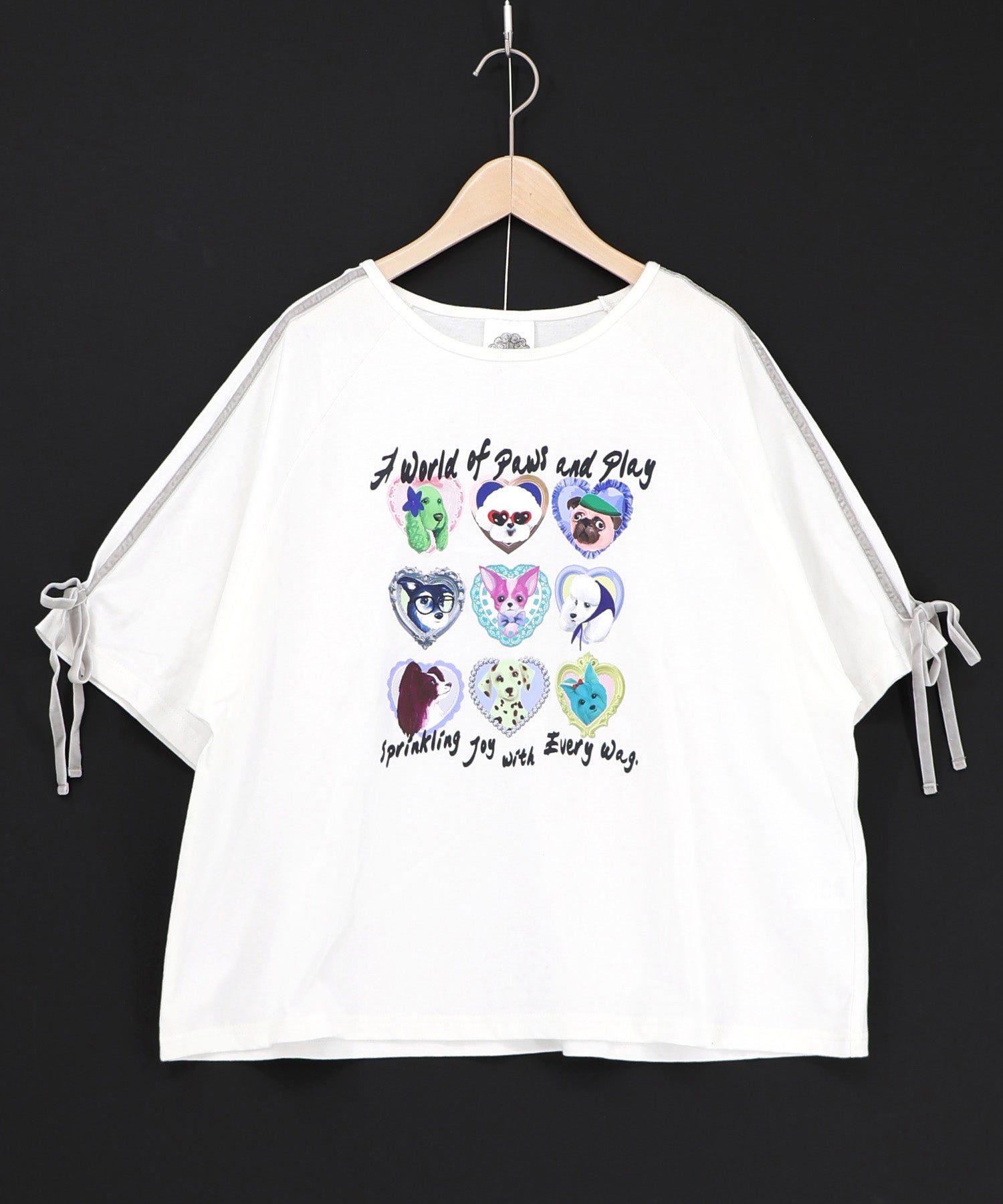 スカラー　scolar 161663：額縁わんちゃんベロアテープ付きTシャツ 161663：額縁わんちゃんベロアテープ付きTシャツの通販-ScoLar