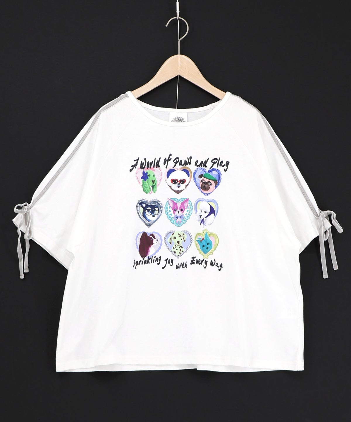 額縁わんちゃんベロアテープ付きTシャツ-7