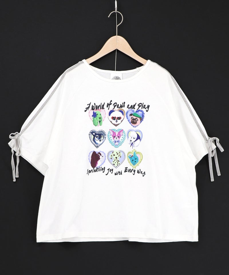 額縁わんちゃんベロアテープ付きTシャツ-7