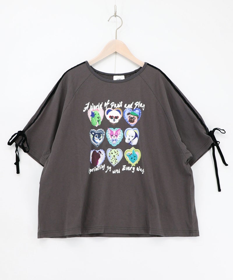 額縁わんちゃんベロアテープ付きTシャツ-9