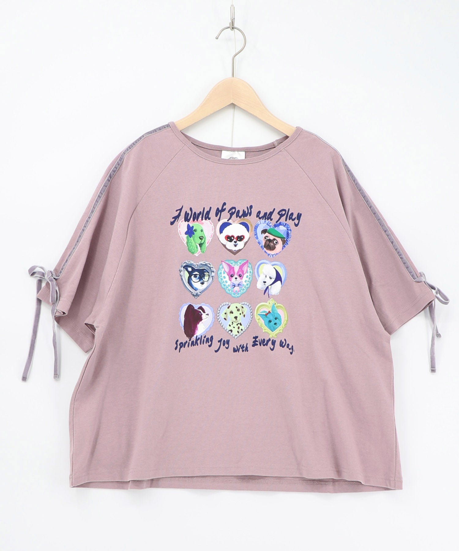 スカラー　scolar 161663：額縁わんちゃんベロアテープ付きTシャツ 161663：額縁わんちゃんベロアテープ付きTシャツの通販-ScoLar