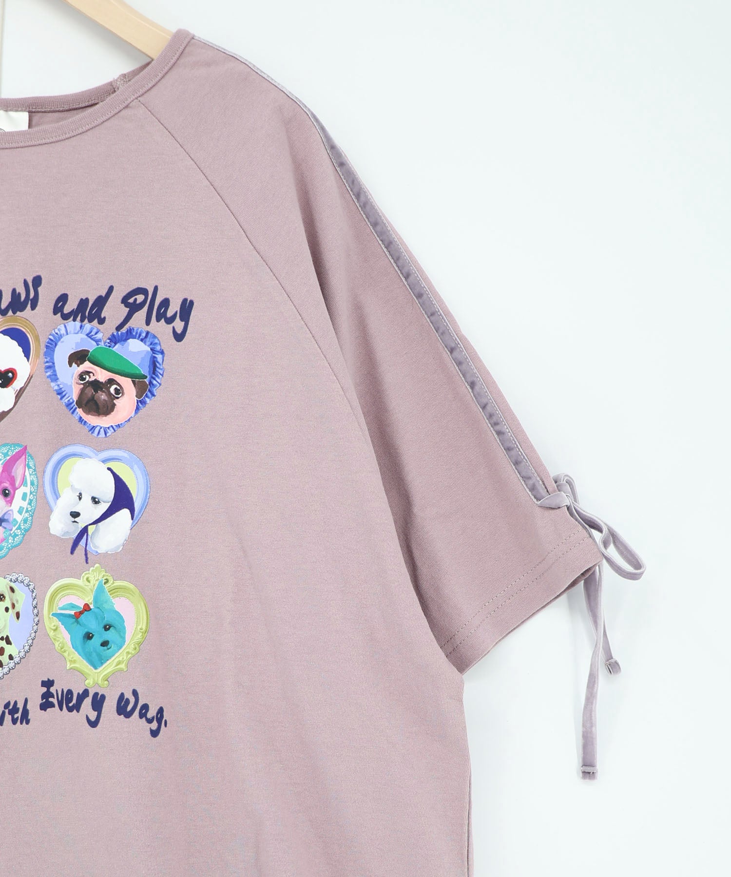 スカラー　scolar 161663：額縁わんちゃんベロアテープ付きTシャツ 161663：額縁わんちゃんベロアテープ付きTシャツの通販-ScoLar