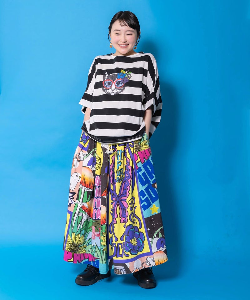 グラサンネコちゃん刺繍ボーダープルオーバー-2