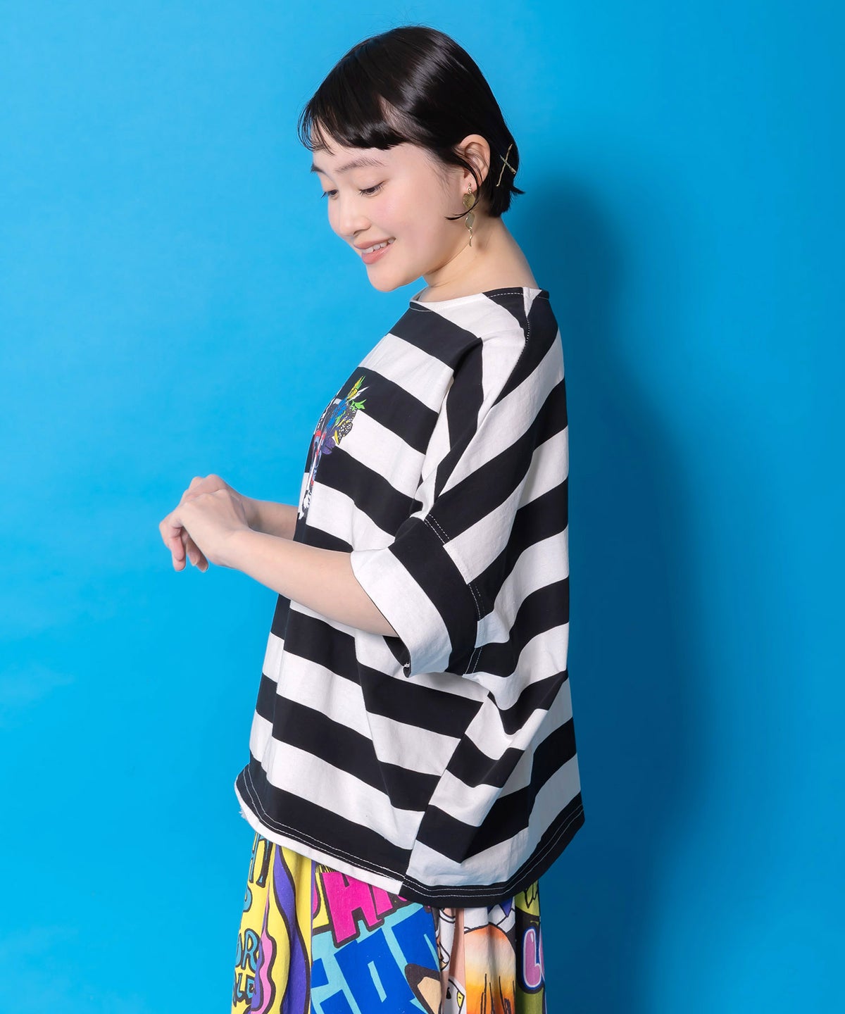 グラサンネコちゃん刺繍ボーダープルオーバー-4