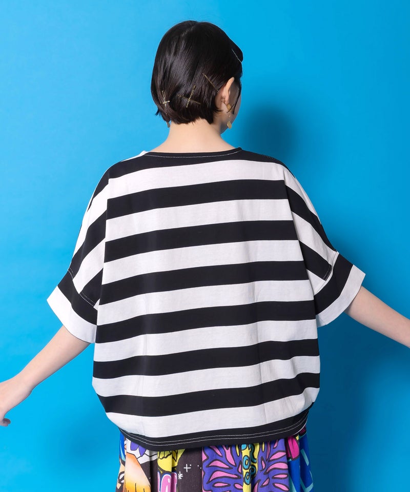 グラサンネコちゃん刺繍ボーダープルオーバー-5