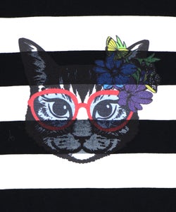 グラサンネコちゃん刺繍ボーダープルオーバー-10