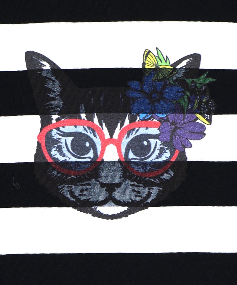 グラサンネコちゃん刺繍ボーダープルオーバー-10