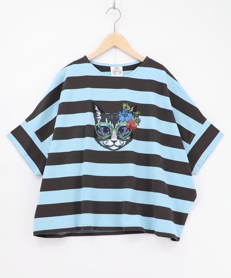 グラサンネコちゃん刺繍ボーダープルオーバー-11