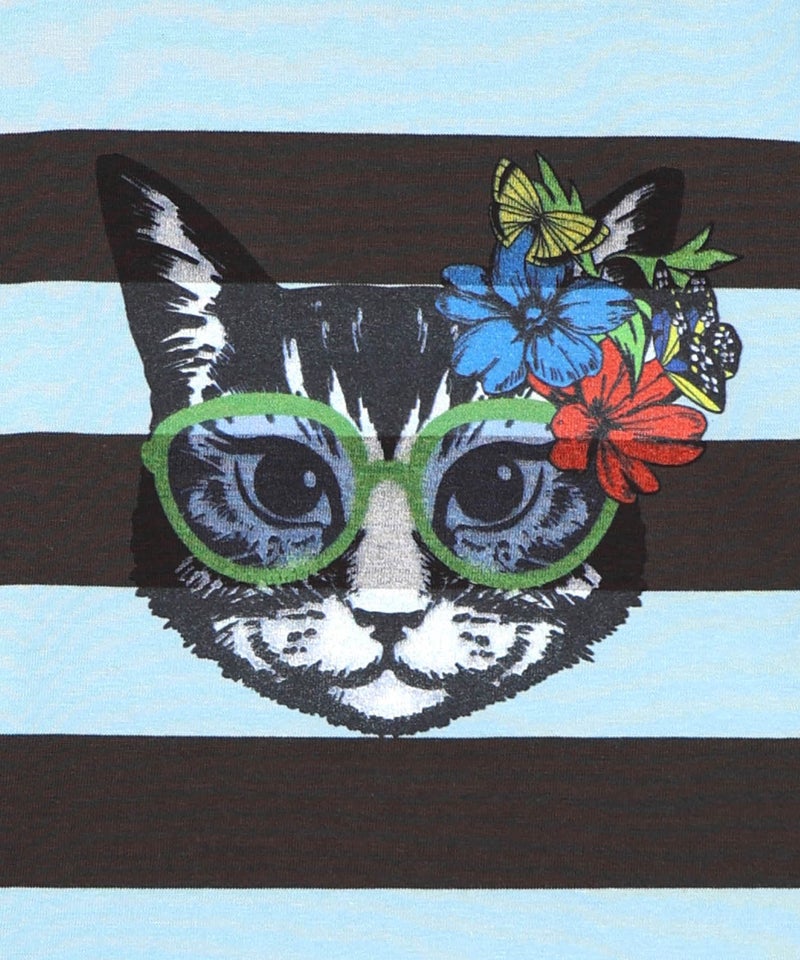 グラサンネコちゃん刺繍ボーダープルオーバー-12