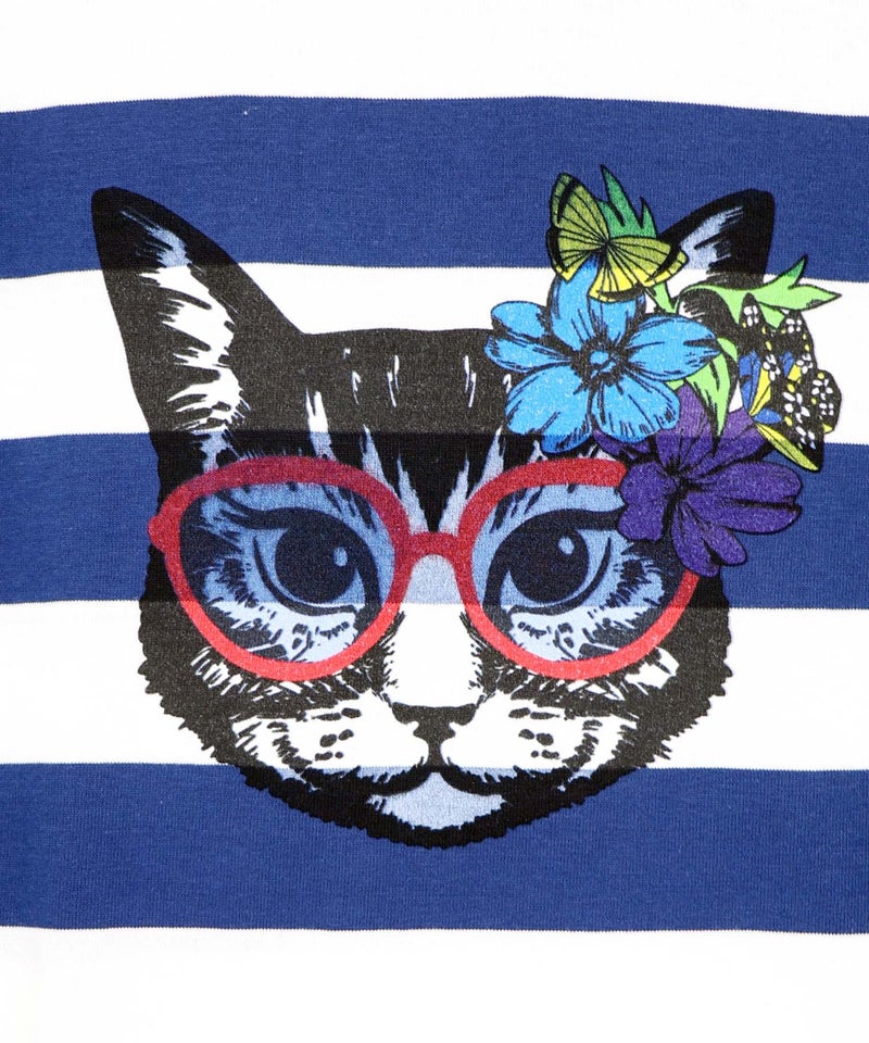 グラサンネコちゃん刺繍ボーダープルオーバー-14