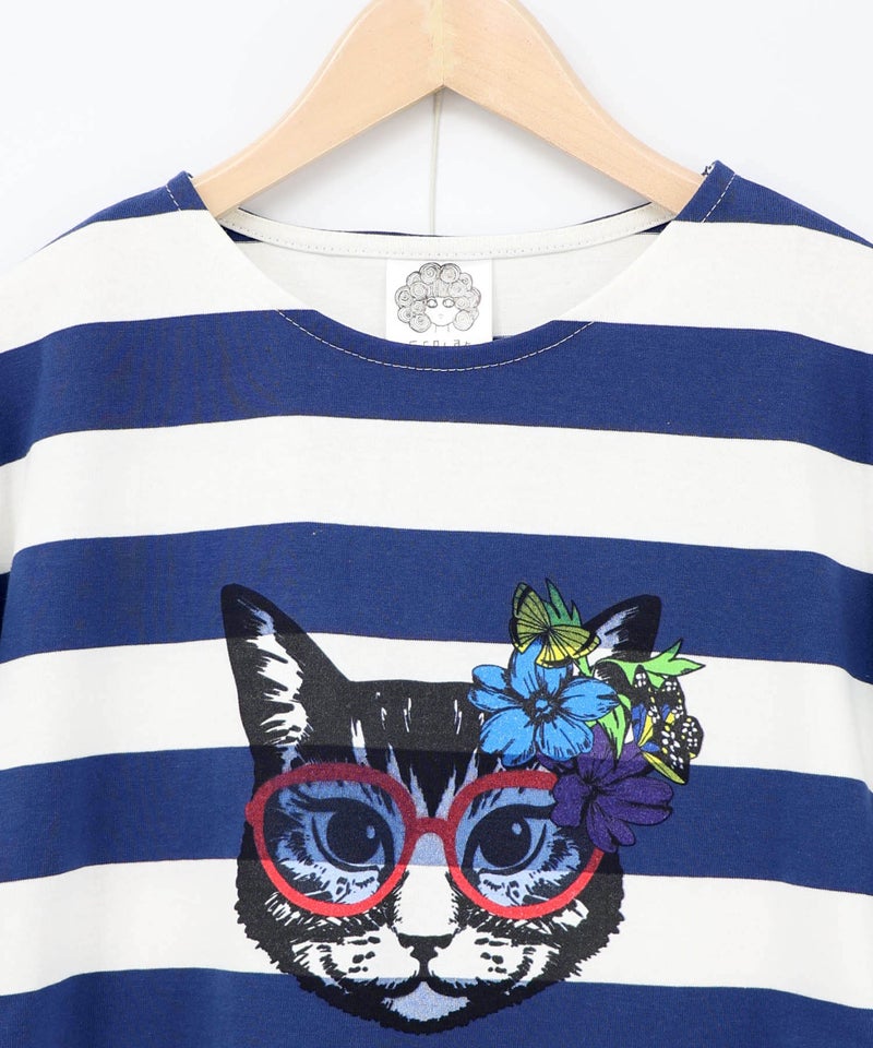 グラサンネコちゃん刺繍ボーダープルオーバー-15