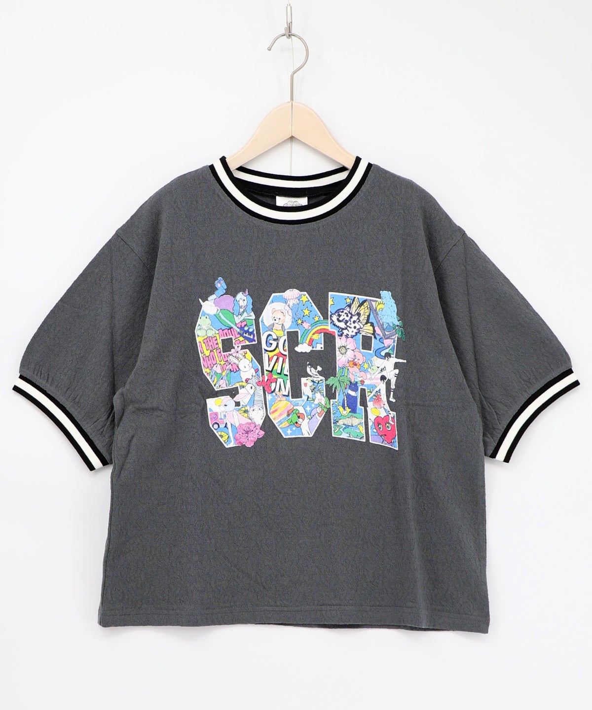 カラフルポップ柄ローズジャガードTシャツ-10