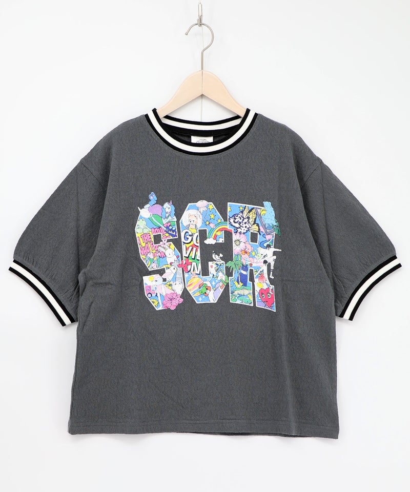 カラフルポップ柄ローズジャガードTシャツ-10